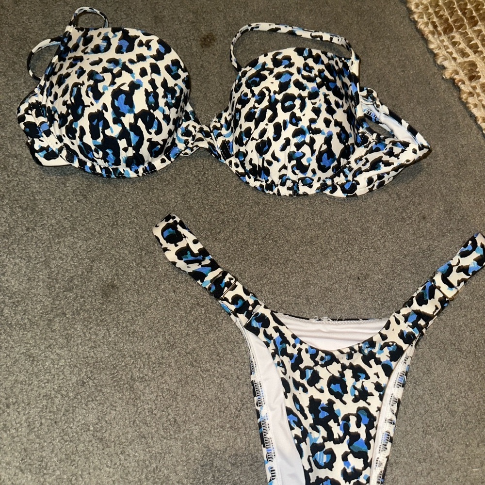 Victoria's Secret Blue and Black Leopard Bikini